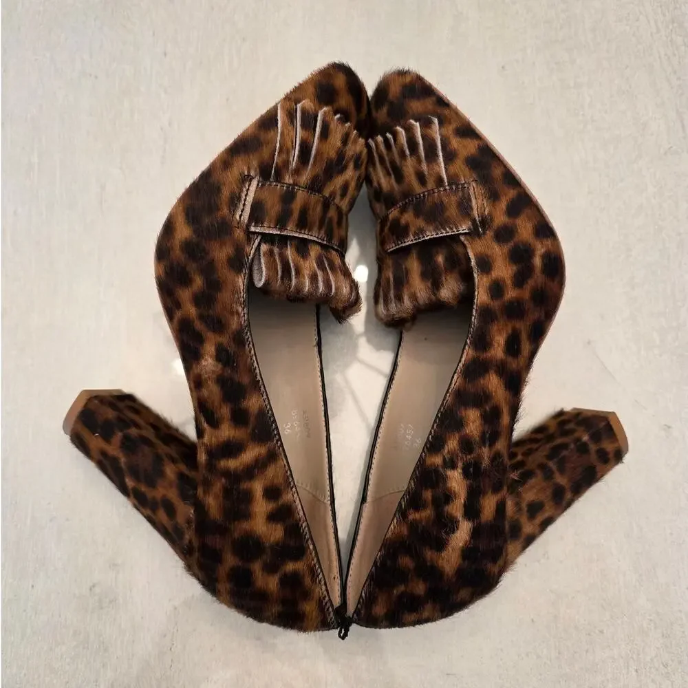 Boden Women's Chunky Loafer Heel Animal Print Leopard Shoe SZ 36 - Picture 3 of 8